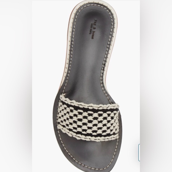 rag & bone Melrose Crochet Flat Slide – Black/Ivory – 9.5 – New, Unworn - Picture 3 of 6
